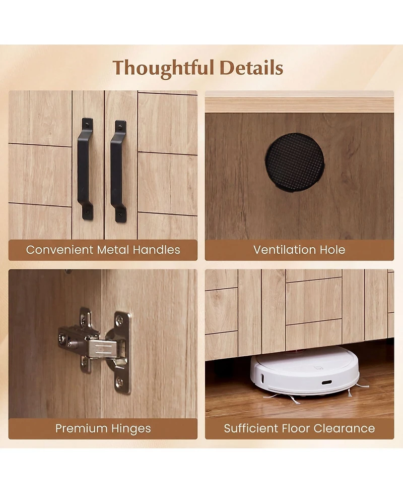 Yigii 5-Tier Shoe Storage Cabinet Freestanding Wooden Entryway 2 Doors Removable Shelves Ventilation Hole for Hallway Closet Living Room