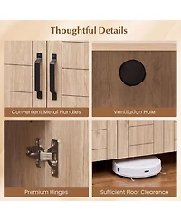 Yigii 5-Tier Shoe Storage Cabinet Freestanding Wooden Entryway 2 Doors Removable Shelves Ventilation Hole for Hallway Closet Living Room