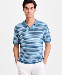 Alfani Men's Short-Sleeve Stripe Button Johnny Sweater, Macy's Exclusive