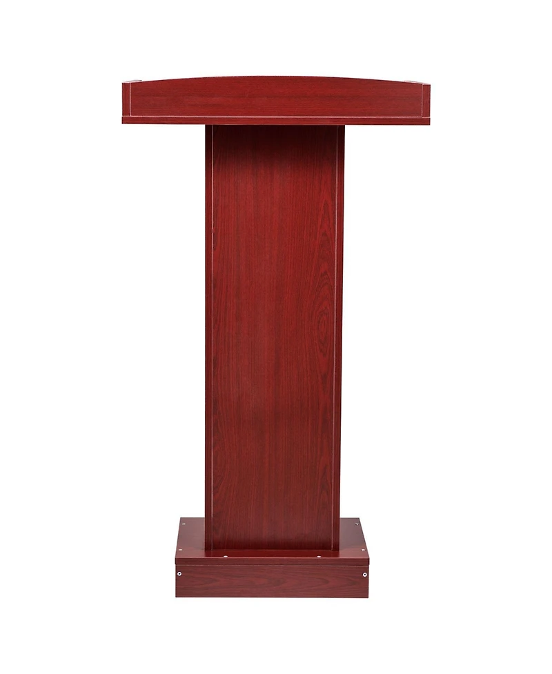 Sugift Podium Stand, 41" Wooden Lectern, Laptop Desk with Storage Shelf, Elegant