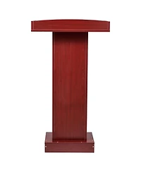 Sugift Podium Stand, 41" Wooden Lectern, Laptop Desk with Storage Shelf, Elegant