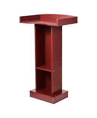 Sugift Podium Stand, 41" Wooden Lectern, Laptop Desk with Storage Shelf, Elegant