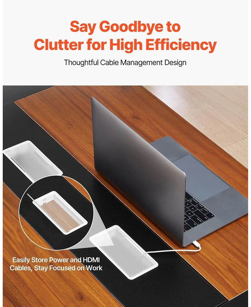 Sugift Conference Table, 6 ft Oval, Office Meeting Table for 6-8 People with Metal Legs