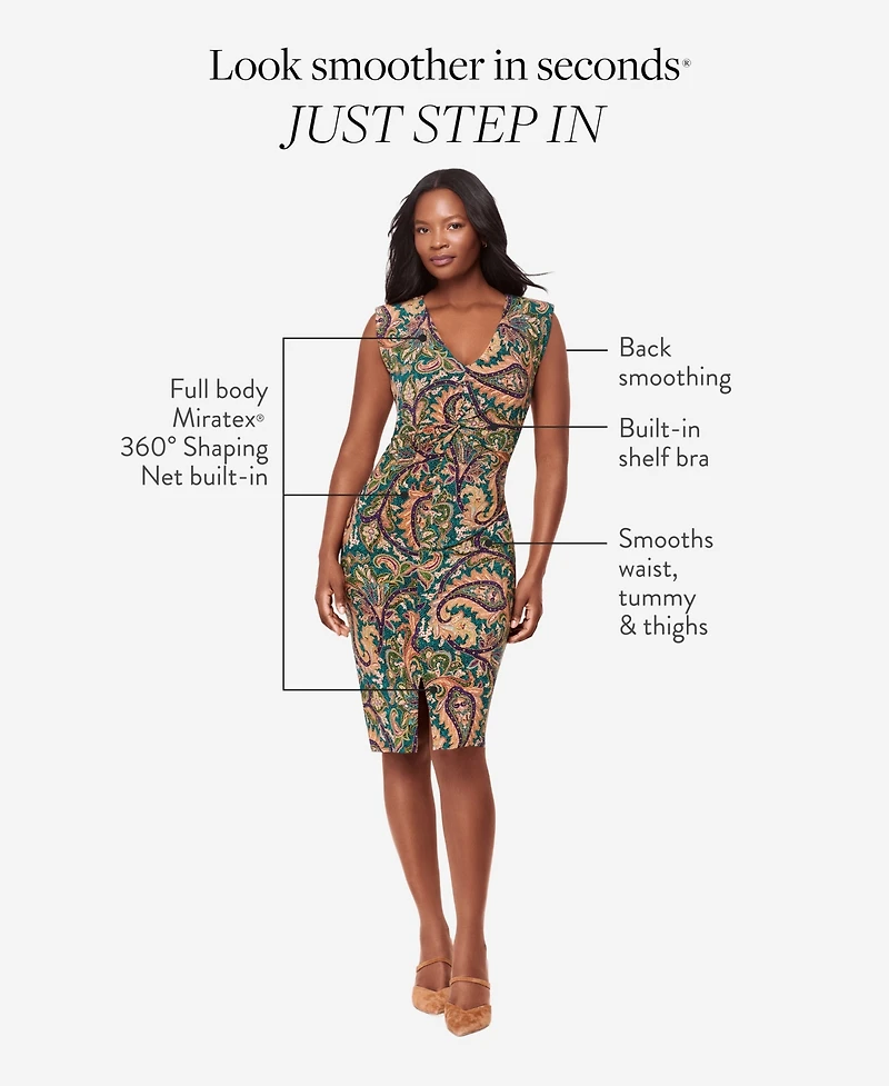 Body by Miraclesuit Women's Printed V-Neck Dress