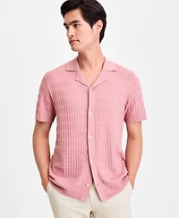 Alfani Men's Short-Sleeve Textured Button Down Sweater, Macy's Exclusive