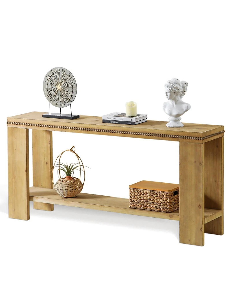 Streamdale Furniture 63" Boho Console Table - Rustic Farmhouse Sofa/Entry Table