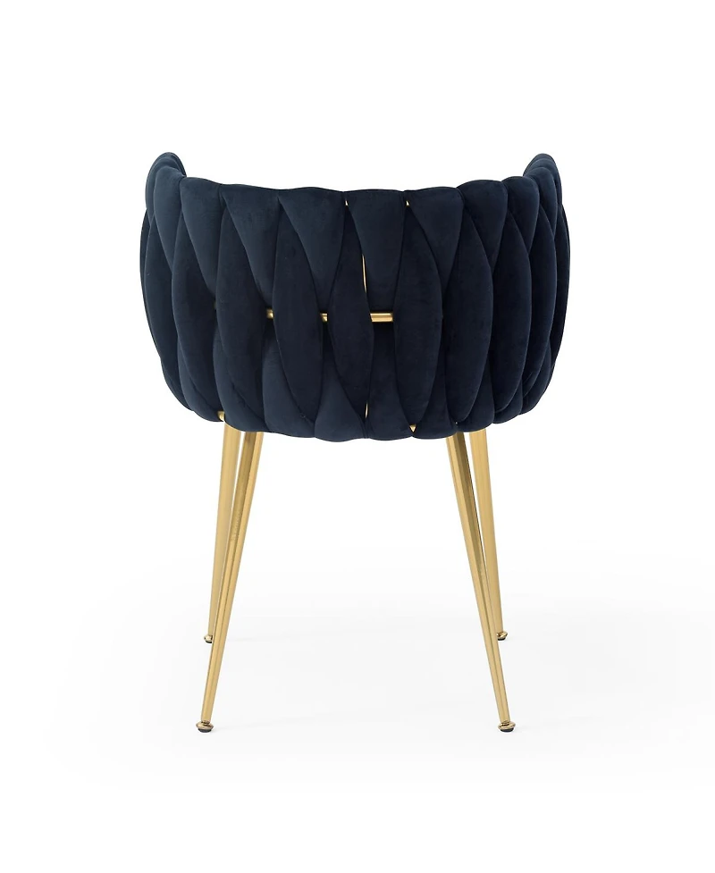 Streamdale Furniture Modern Velvet Dining Chairs Set of 2 with Golden Metal Legs