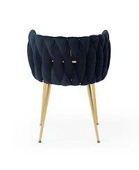 Streamdale Furniture Modern Velvet Dining Chairs Set of 2 with Golden Metal Legs