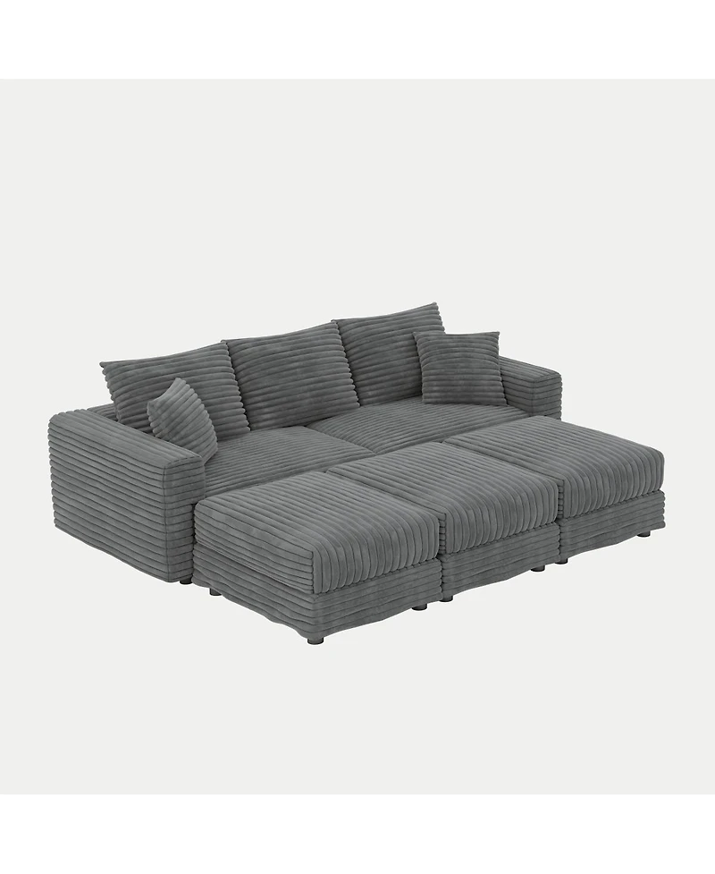 Streamdale Furniture 82.7" Plush Corduroy 3-Seat Sofa, Modern Comfy Upholstered Cloud Couch
