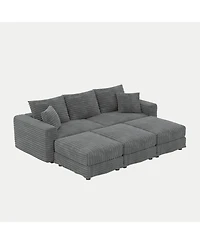 Streamdale Furniture 82.7" Plush Corduroy 3-Seat Sofa, Modern Comfy Upholstered Cloud Couch