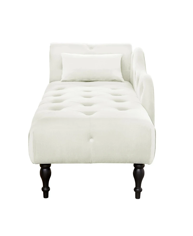 Streamdale Furniture Elegant Velvet Chaise Lounge with Tufted Buttons and Solid Wood Legs