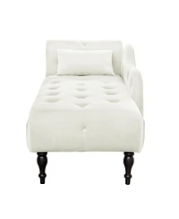 Streamdale Furniture Elegant Velvet Chaise Lounge with Tufted Buttons and Solid Wood Legs