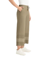 Ellen Tracy Women's Cropped Pant with Scallop Eyelet Hem