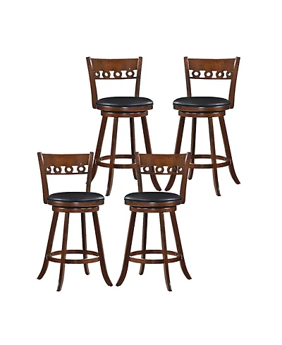 Gymax 4PCS 30.5'' Bar Height Chairs Swivel Bar Stools w/ Rubber Wood Frame