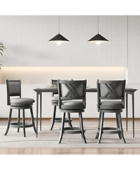 Gymax Swivel Bar Stools Set of 2 w/ Soft-padded Back and Seat Sturdy Wooden Frame