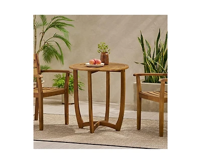 sumyeg Outdoor Round Acacia Wood Accent Table