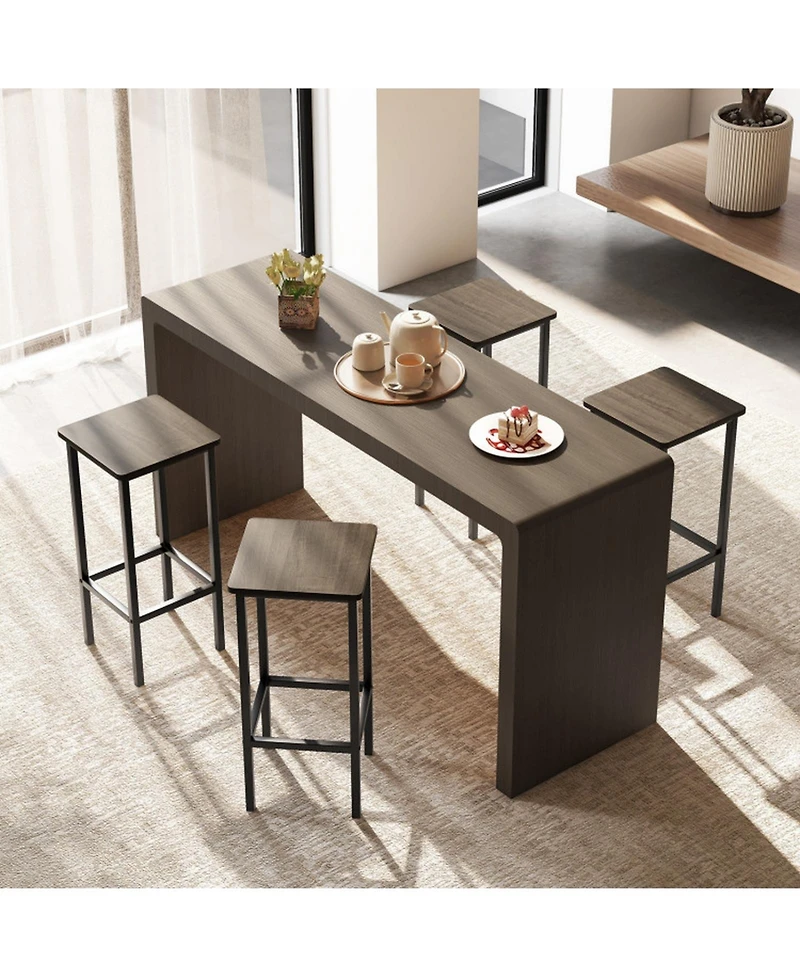 Gouun Counter Height Bar Stools Set of 4 with Wood Frame