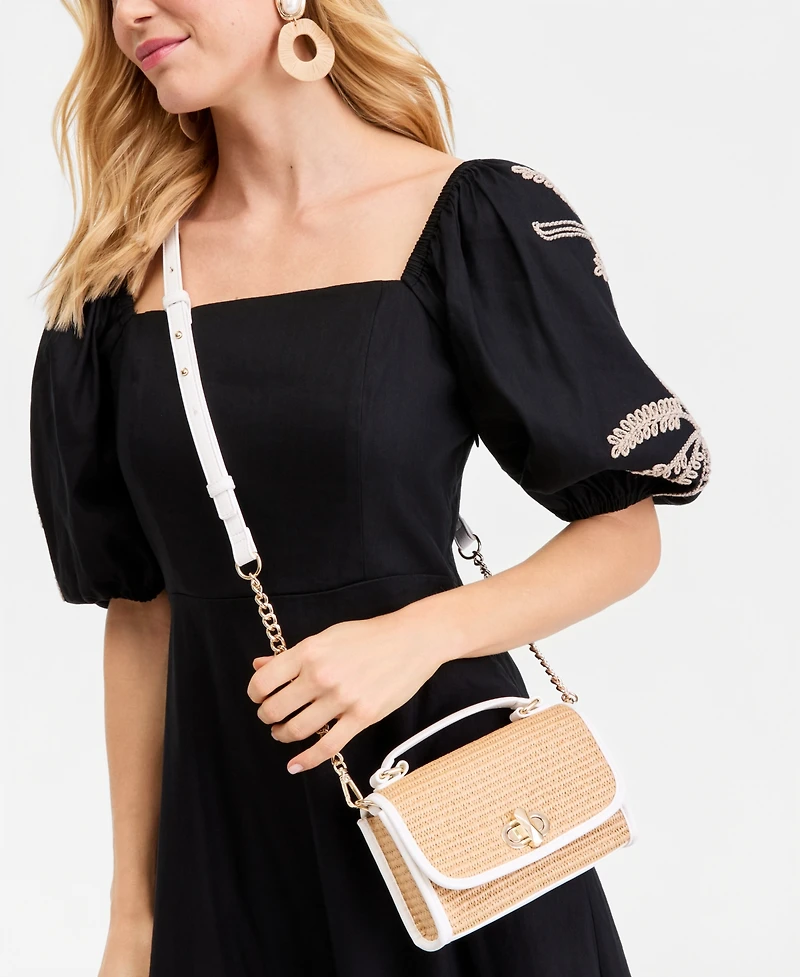 I.n.c. International Concepts Tollann Straw Mini Crossbody Handbag, Macy's Exclusive