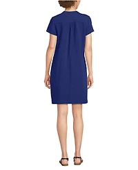 Lands' End Women's Cotton Modal Pintuck Short Sleeve Dress