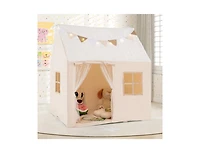 Hongge Kids Play Tent Large Playhouse with Glow in the Dark Stars and Mat-Beige