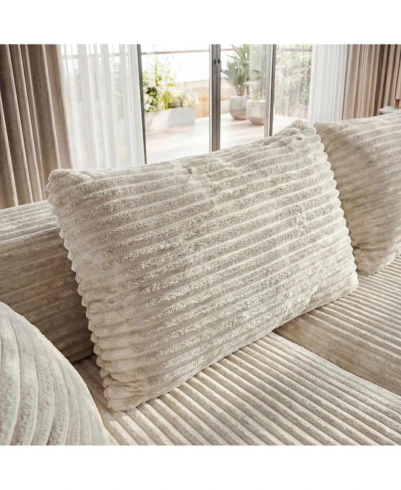 Famapy 3-Piece U-Shaped Sectional Sofa Set With Pillows, Corduroy Convertible Couch