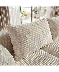 Famapy 3-Piece U-Shaped Sectional Sofa Set With Pillows, Corduroy Convertible Couch