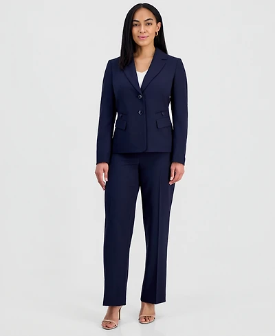 Le Suit Women's Four-Pocket Jacket & Fly-Front Wide-Leg Pants