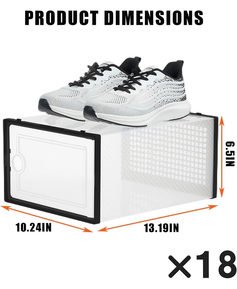 homfan 18 Pack Clear Shoe Storage Boxes with Front Doors