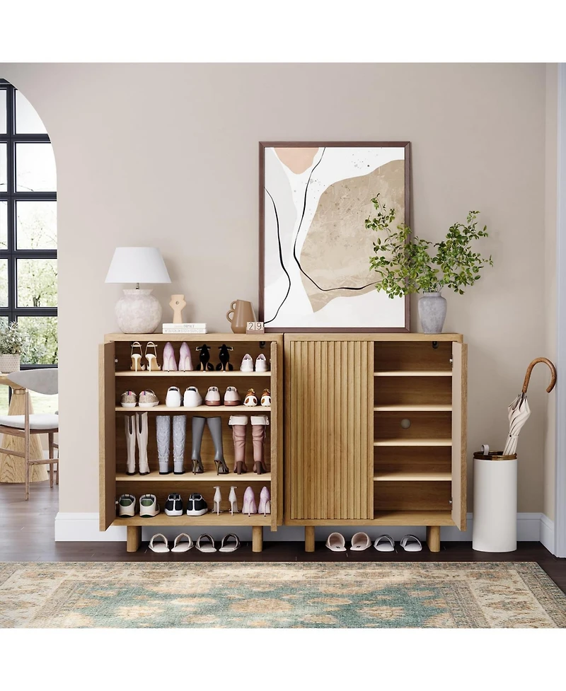 homfan 5 Tier Shoe Cabinet with Fluted Door, 13.7 x 31.6 41.5