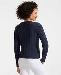 Lands' End Women's American Flag Drifter Cable Sweater