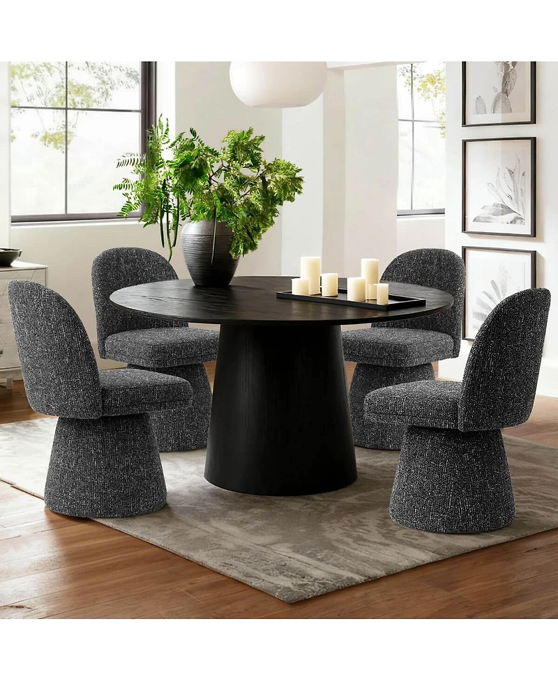 Maison Boucle Textured Upholstered Swivel Dining Side Chair, Armless 1 Piece