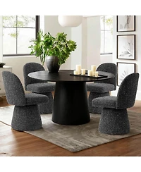 Maison Boucle Textured Upholstered Swivel Dining Side Chair, Armless 1 Piece