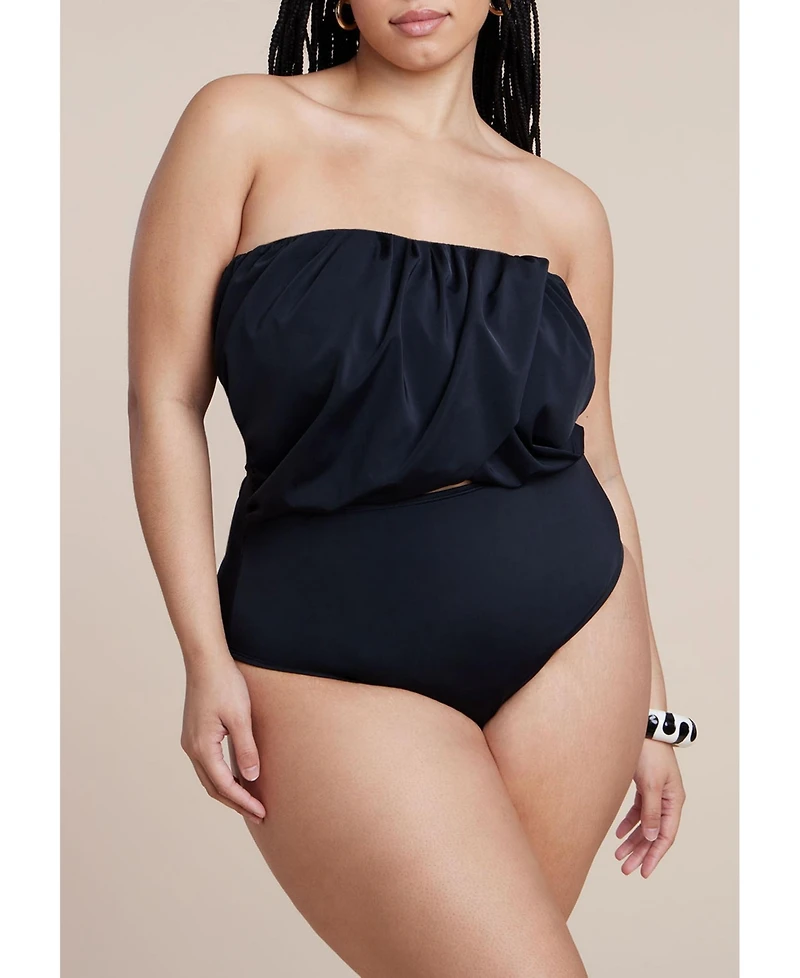 Eloquii Women's Crossover Strapless One Piece