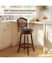 Gouun 25 in Swivel Upholstered Faux Leather Counter Height Bar Stools Set of 2