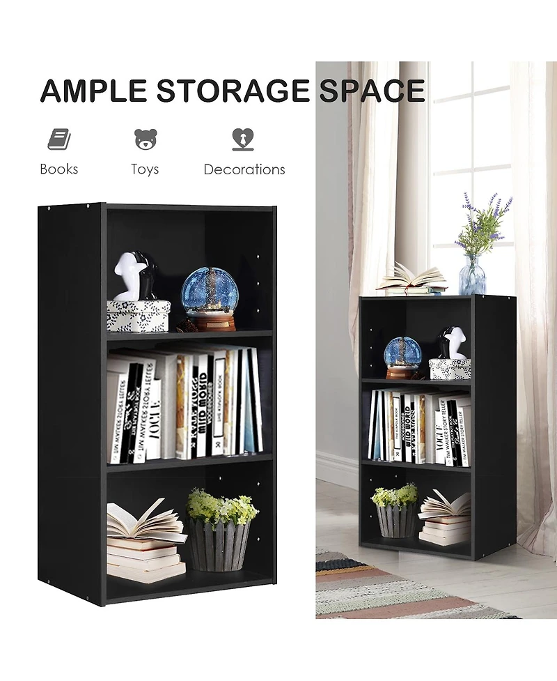 Sugift Modern Three Shelf Bookcase Storage Display Cabinet