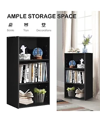 Sugift Modern Three Shelf Bookcase Storage Display Cabinet