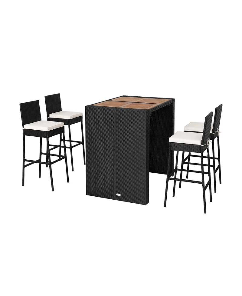 sumyeg 5-Piece Patio Acacia Wood Dining Set with Table and Chairs