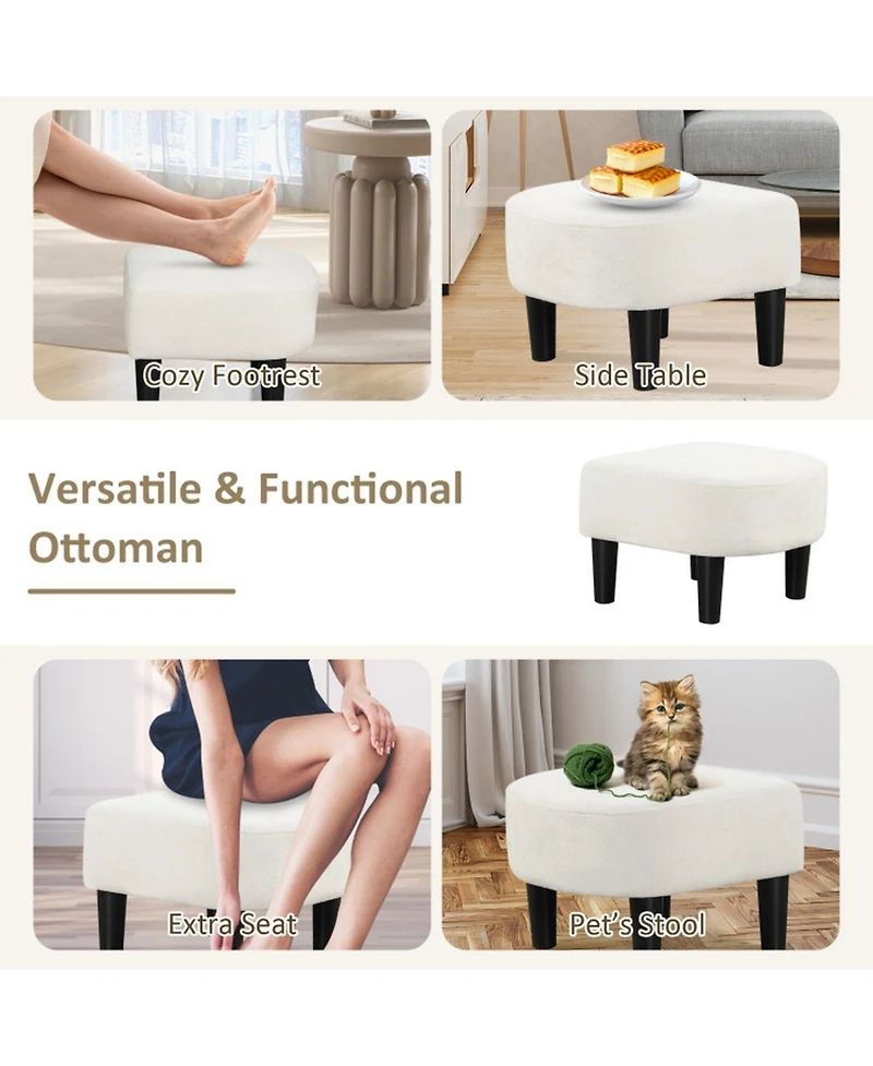 Gouun Upholstered Teddy Velvet Barrel Chair with Ottoman Footrest