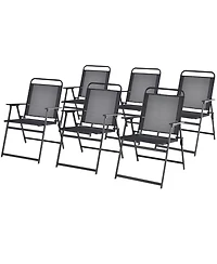 Gymax Set of 6 Heavy-Duty Metal Folding Chairs Frame Armrests Portable Patio