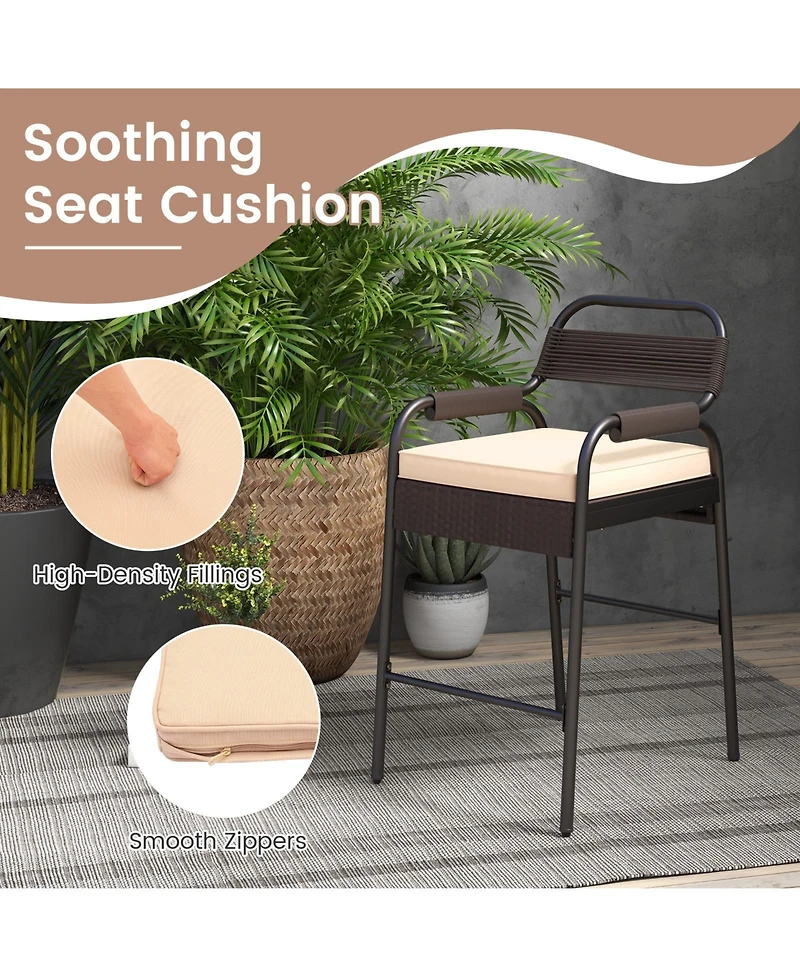 sumyeg 5-Piece Rattan Counter Height Set with 4 Stools and Polywood Bar Table