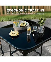 gaomon Patio Bar Height Table, Metal Frame Patio Bar Table Tempered Glass, Height High Top Outdoor Table for Backyard, Poolside and Garden