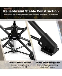 Sugift Folding Camping Stool Swivel Hunting Chair with Anti Sink Feet