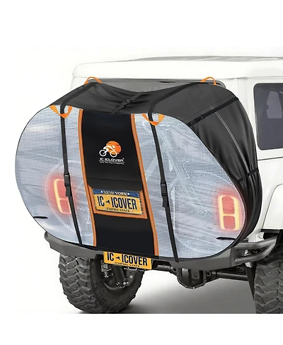 Ic Iclover Waterproof Bike Rack Cover for Transport, 600D Hitch Rack Cover with Clear Tail-Light Panel