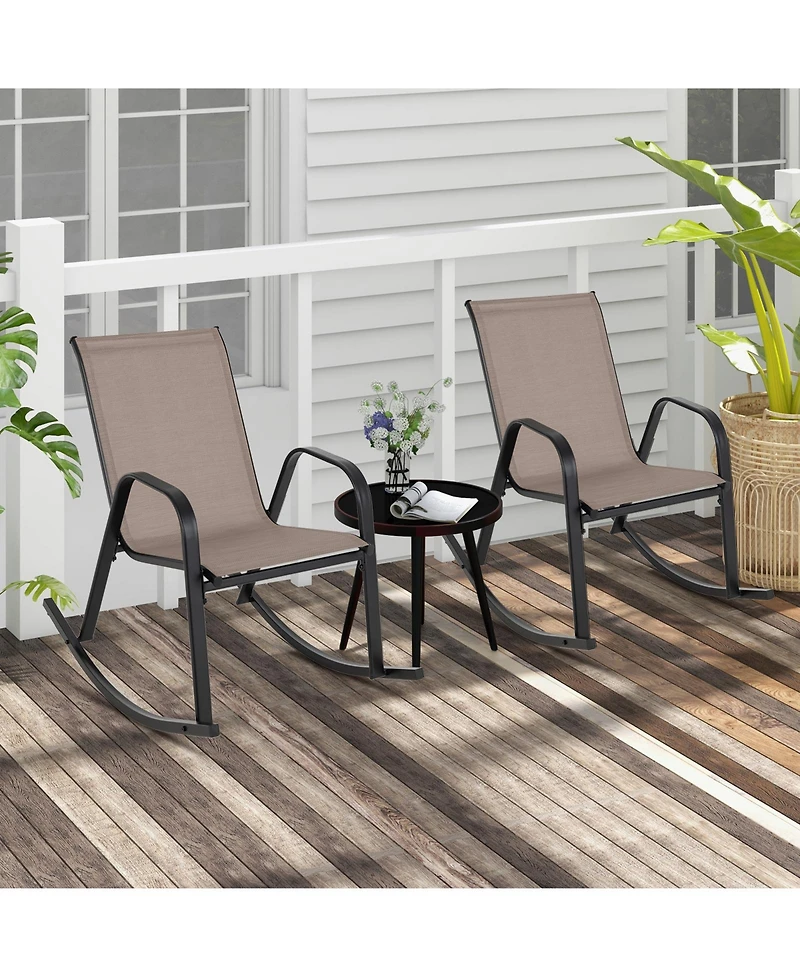 Gymax Set of 2 Metal Rocking Chair Heavy-Duty Rocker Outdoor Anti-Slip Patio
