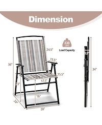 Gymax Set of 4 Portable Folding Sling Chairs Dining Armrest Backrest Outdoor Patio