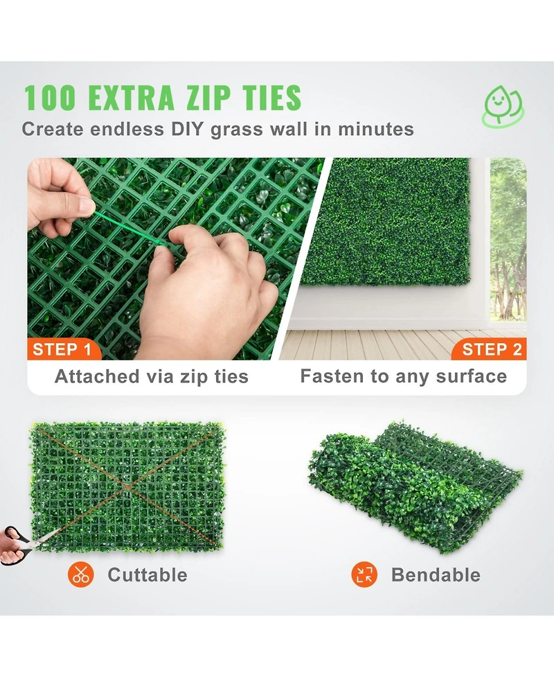 Sugift Boxwood Hedge Wall Panels Set of 12, 24" x 16", Uv Protected for Garden