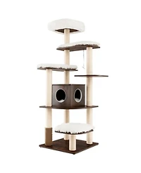 Zeus & Ruta 7 Layer Wooden Cat Activity Hub with Sisal Posts, Cozy Condo and Playful Platforms