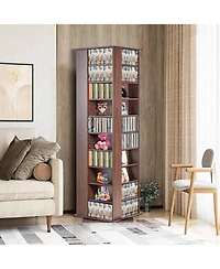 Sugift Media Storage Cabinet, Rotating Tower, Holds 1040 CDs, Espresso Finish