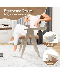 Gouun Mid Century Wooden Accent Chairs Set of 2 with Leathaire Cushions