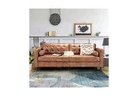 Aecojoy Faux Leather Sofa, 84.2-Inch Mid Century Modern 3-Seater Couch with 2 Bolster Pillows